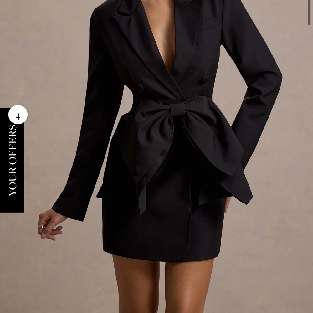 Club L London Black Midi Dress with Bow Detail NEW WITH TAGS